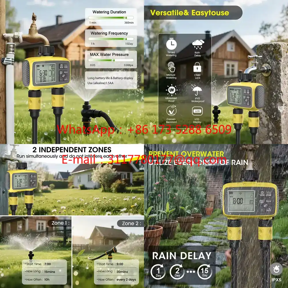 Smart Garden System - WAP01 ตัวตั้งเวลาควบคุมการรดน้ำสวนแบบหน้าจอขนาดใหญ่ 2 ช่อง 2 โซน