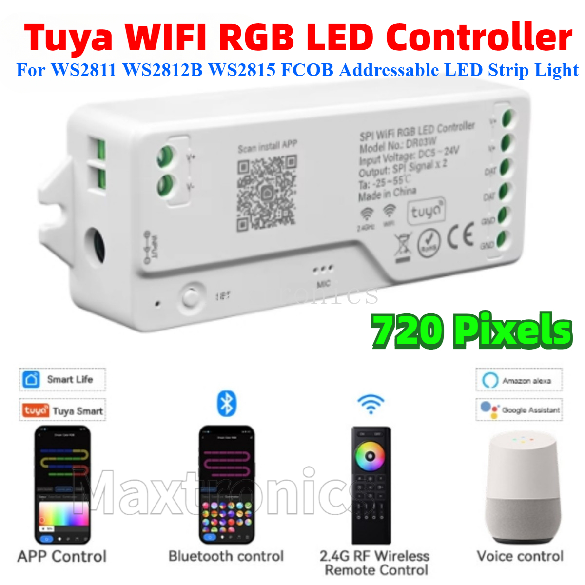 Smart Garden Light Controller - Tuya Wifi SPI RGBIC LED Controller