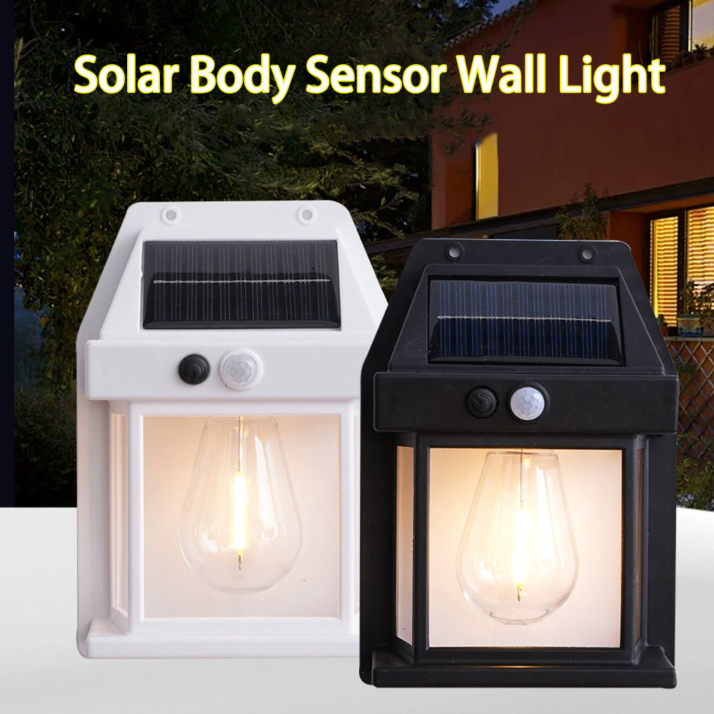 Smart Garden Lanterns - โคมไฟติดผนังโซลาร์ทังสเตนพร้อมเซ็นเซอร์ตรวจจับความเคลื่อนไหวอัจฉริยะ 3 โหมดแสงสว่าง กันน้ำ เหมาะสำหรับตกแต่งสวนและลานบ้าน