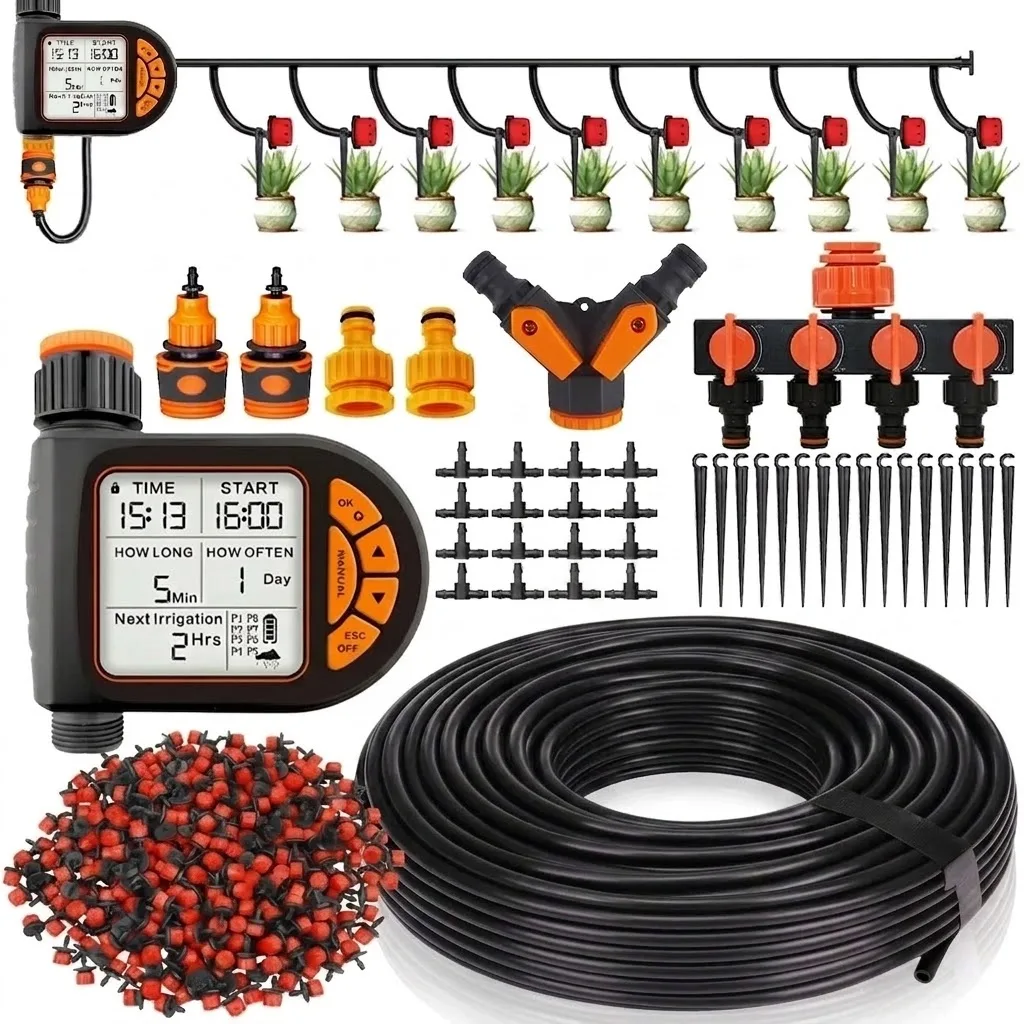 Smart Garden System - ชุดควบคุมการให้น้ำอัตโนมัติสำหรับสวนอัจฉริยะ 20 เมตร พร้อมหน้าจอ LCD กันน้ำ