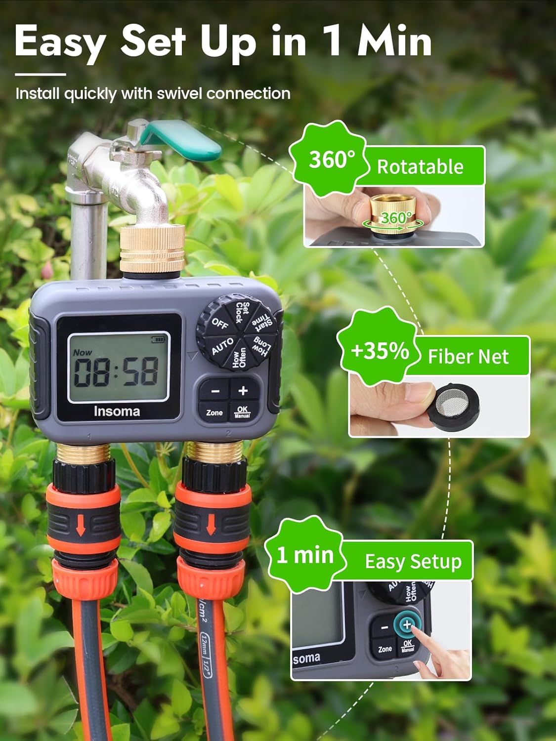 Insoma สมาร์ทระบบรดน้ําชลประทา - Smart Garden Refill บทวิจารณ์และราคา