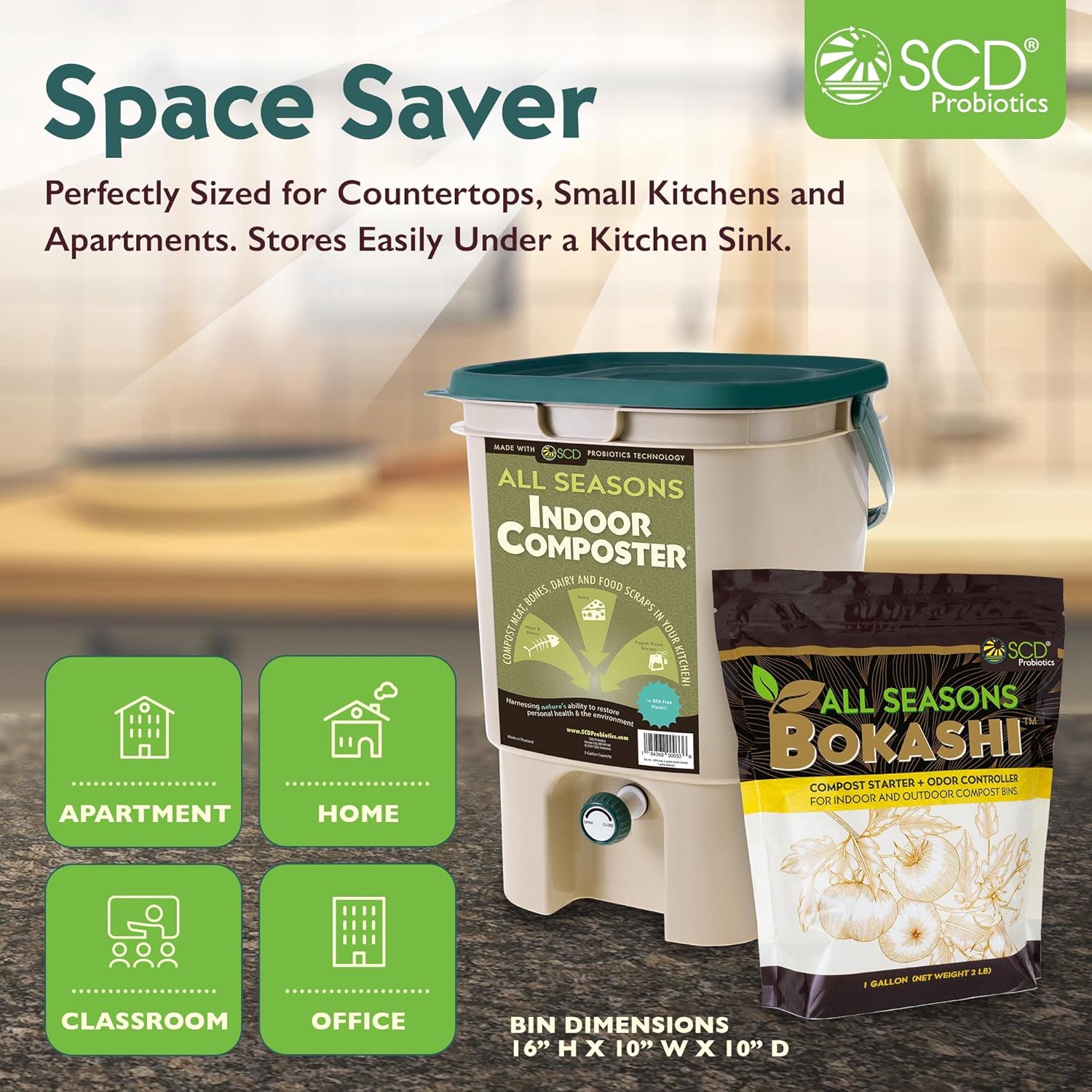 ถังหมักปุ๋ยในบ้านสำหรับวางบนเค - Composting Kit Indoor บทวิจารณ์และราคา